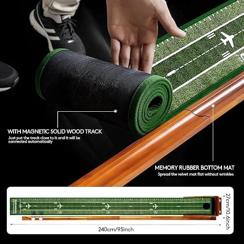 Kalramay Putting Green Indoor Golf Putting Mat – Easy to Assemble with Automatic Ball Return, Wrinkle-Free Close to Real Green Speed, Suitable for Office, Recreation Room, Patio – Ideal Gift thumbnail 5