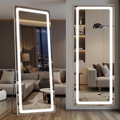 Coomily 71"x28" LED Full Length Mirror, LED Mirror Full Length Lighted Floor Standing,Hanging Mirrors Floor Mirrors with Lighted for Bedroom, Livingroom, Bathroom, Rect Style thumbnail 4