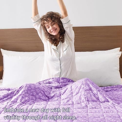 yescool Weighted Blanket for Adults (20 lbs, 48" x 72", Mauve) Cooling Heavy Blanket for Sleeping Perfect for 140-160 lbs, Twin Size Breathable Blanket with Premium Glass Bead, Machine Washable thumbnail 5