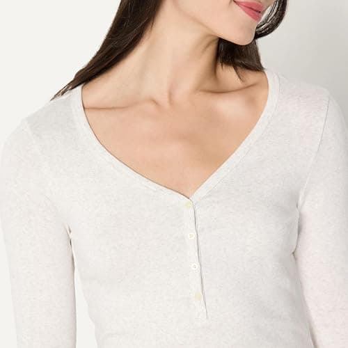 Amazon Essentials Women's Ribbed Knit Long Sleeve Henley Slim Fit T-Shirt thumbnail 4