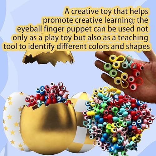 100 PCS Eye Finger Puppets Toys Set, Wiggly Eyeball Finger Puppet Eye On Rings for Kids, Party Favors for Boys Girls thumbnail 6