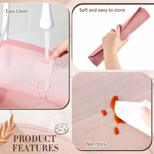 Ferrochef 3 Pack Perforated Baking Mats, 3 Pink Silicone Nonstick Mats Set | 2 Half Sheet 1 Quarter,Pink Sheet Reusable Oven Liners,Home Baking Supplies for Cookies Bread Pastry Pizza,16.5" x 11.6" thumbnail 6