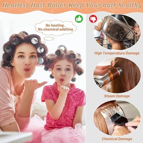 Hair Curler Rollers for Women 24PCS Heatless Hair Roller with 12PCS Clips, 4 Sizes（Jumbo Large Medium Small）Self Grip Holding Hair Rollers for Long Medium Short Thick Fine Volume Thin Bangs Hair thumbnail 3