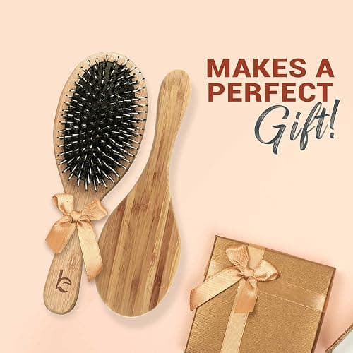 Boar Bristle Hair Brush - Smoothes & Detangles All Hair Types, Hairbrush for Women, Men & Kids, Brush for Thick Hair, Distributes Oils for Natural Shine & Stimulates Scalp thumbnail 7