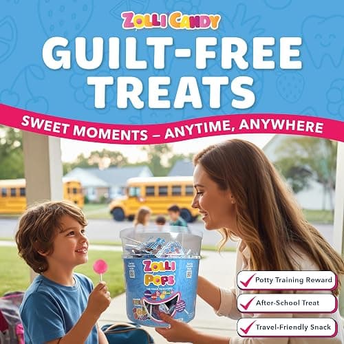 Zollipops Clean Teeth Pops Sugar Free Candy with Xylitol, Dye-Free Lollipops - Keto & Diabetic-Friendly, Dentist-Approved Treats for Kids (Natural Fruit Flavors, 1lb Tub) thumbnail 4