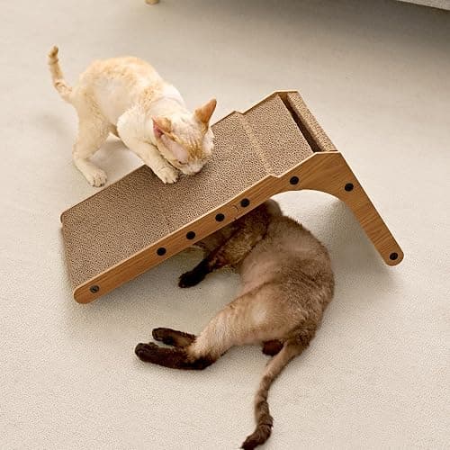 EHEYCIGA Cardboard Cat Scratcher for Indoor Cats, 26.8 Inch L Shaped Vertical Cat Scratching Board with Ball Cat Toy, Large Cat Scratcher Pad, Brown thumbnail 9