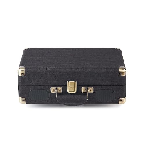 Amazon Basics Portable Suitcase Vinyl Turntable Record Player with Built-in Stereo Speakers, Belt Drive, 3-Speed, Bluetooth Playback, Black thumbnail 5