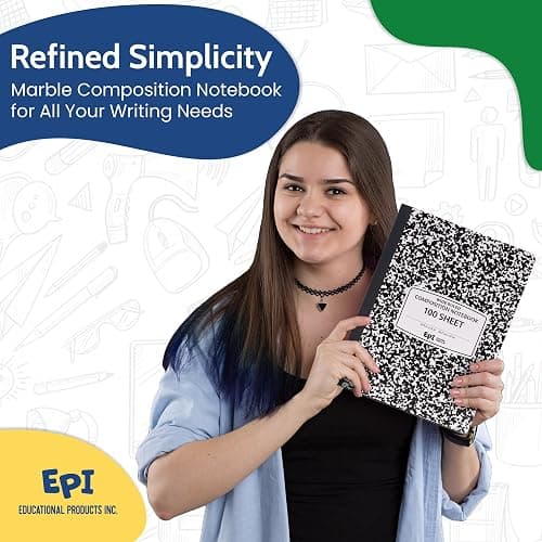 4 Pack - EPI Marble Hardcover Wide Ruled Composition Notebook | 200 Pages (100 Sheets), 9.75 x 7.5 in, Sturdy Sewn Binding | School, Office, Journaling, Notes thumbnail 7