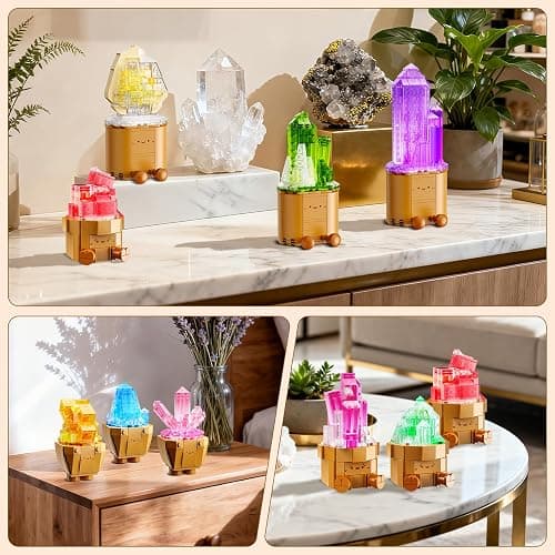 CUBIMANA Mineral Collection 3.6MM Mini Building Set for Adults with LED Light, 9 Pack Crystals Flower Botanical Bonsai Building Block for Home Office Decor, Christmas Birthday Gifts for Teens 1170PCS thumbnail 4