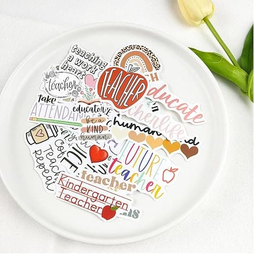 Teacher Stickers 50 Pcs, Vinyl Waterproof Stickers for Laptop Water Bottles Notebook, Teacher Appreciation Gifts in Bulk thumbnail 2