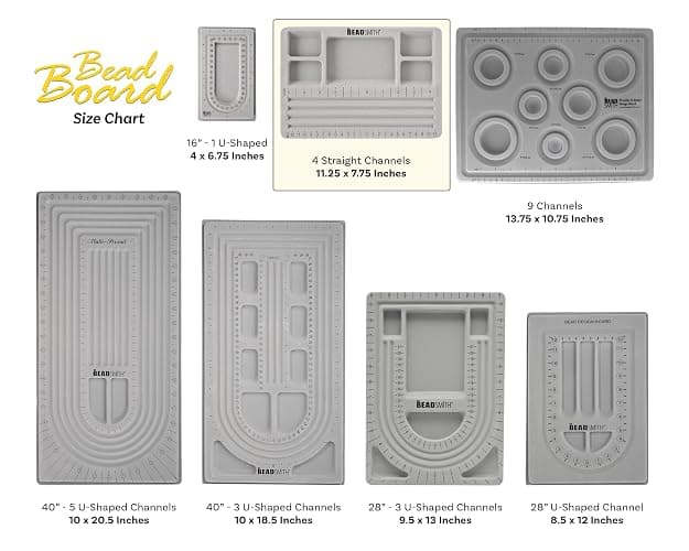 The Beadsmith Mini Bead Board - Grey Flocked, 4 Straight Channels, 5 Recessed Compartments, 7.75 x 11.25 inches, Design Boards for Creating Bracelets, Necklaces and Other Jewelry thumbnail 5