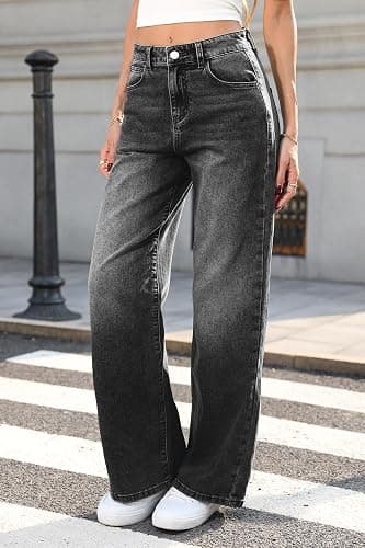 ELLEVEN Women's Wide Leg Baggy Jeans,High Waisted Stretchy Boyfriend Y2k Casual Denim Pants for Women thumbnail 2