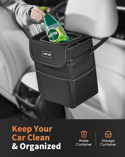HOTOR Car Trash Can - Leak-Proof Car Organizer and Storage Bag for The Back/Front/Console of Any Cars,Sedans, SUVs & Trucks Easy-to-Install Car Accessory Interior thumbnail 2