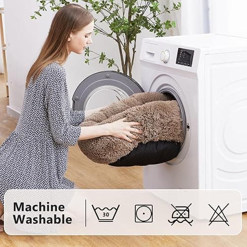 MIXJOY Orthopedic Dog Bed Comfortable Donut Cuddler Round Pet Beds Ultra Soft Washable Dog and Cat Cushion (20''/23''/30'') (23'', Brown) thumbnail 6