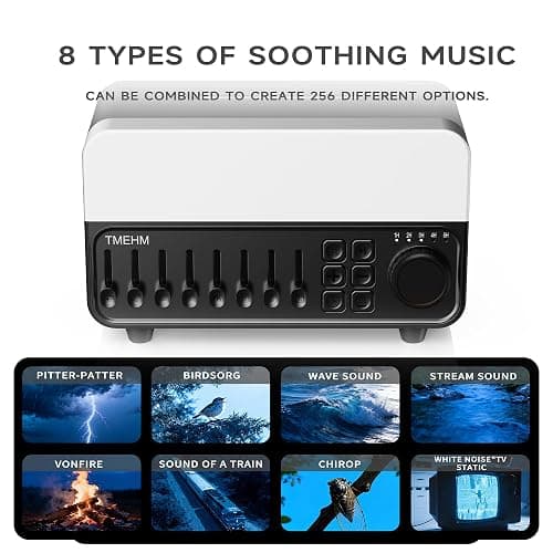 TMEHM 4-in-1 Sleep Sound Machine with White Noise & 8 Nature Sounds, Bluetooth Speaker, Night Light & Aroma Diffuser with Timer for Baby, Kids and Adults (Matte Black) thumbnail 2