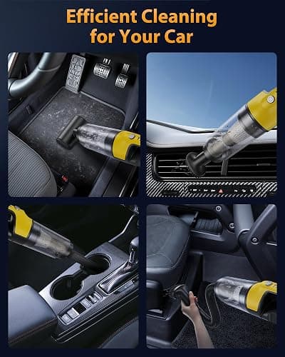 XenonLab Handheld Vacuum Cordless 1.1 Pounds Car Vac 10000PA Hand Held Vacuums 4-in-1 Hand Vac Cordless Rechargeable HEPA Filter Large Capacity Dust Cup for Car Office Home Pets Hair (Yellow) thumbnail 5