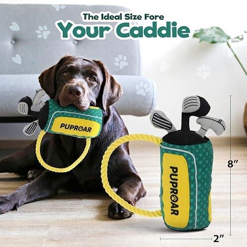 PUPROAR Golf Dog Toy, Dog Birthday Gift, Funny Squeaky Plush Rope Golf Bag Toy for Small, Medium & Large Breeds thumbnail 7