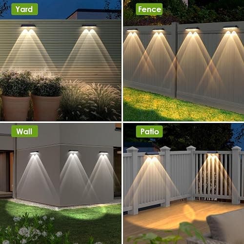 Solar Fence Lights Outdoor Waterproof LED - 3000/4000/6000K 3 Mode, IP65 Waterproof Fence Lights Solar Powered, Solar Wall Lights for Outside, Backyard/Step/Patio/Deck Fence/Stair Railings (12 pack) thumbnail 6