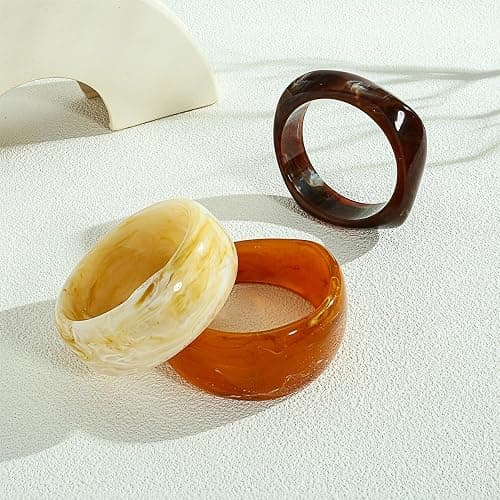 LILIE&WHITE 3 PCS Acrylic Resin Bracelet For Women Trendy Chunky Bangle Bracelets Fashion Colorful Bracelet Jewelry Gift thumbnail 4