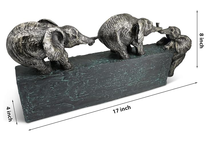 Vaudagio Sculpture “Family Ties” - Timeless Symbol of Family & Team Togetherness - Ornament 17 inch Long - Statue Elephant as a Gift or Decoration - Elephants Stronger Together thumbnail 3
