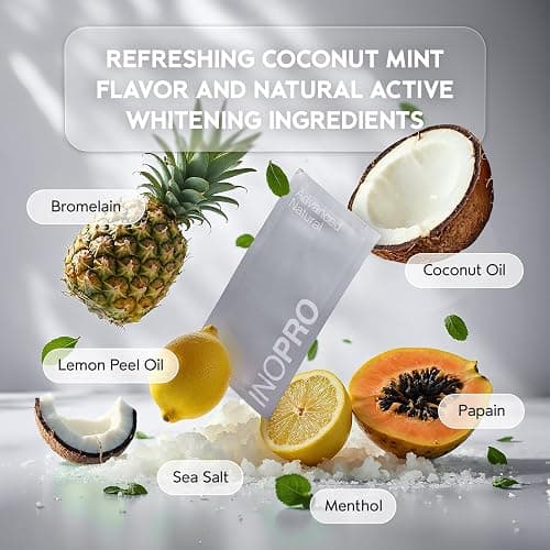 InoPro Natural Teeth Whitening Strips Kit 14 Treatments - Sensitive Teeth Whitener, Peroxide Free, Enamel Safe White Strips - Instant Teeth Whitening Without The Harm (28 Strips) thumbnail 3