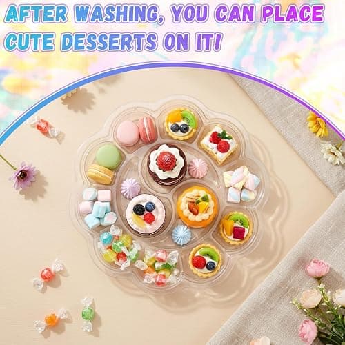 LemonSecret 100 Pcs Large Clear Plum Blossom Paint Tray Palette Disposable Watercolor Palette Acrylic Pallet Color Mixing Tray for Painting Party Oil Watercolor Craft Supplies DIY Art Painting thumbnail 5