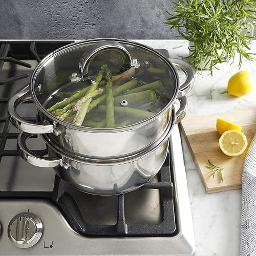 Oster Sangerfield 3.0-Quart Stainless Steel Dutch Oven with Steamer Basket – Durable Kitchen Cookware for Slow Cooking and Steaming thumbnail 2