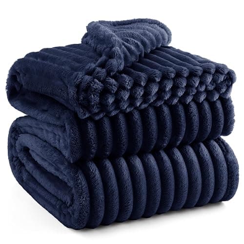 Bedsure GentleSoft Blue Fleece Blanket for Couch - Cozy Soft Blankets for Women, Cute Small Throws for Girls, 90x90 Inches - Image 1