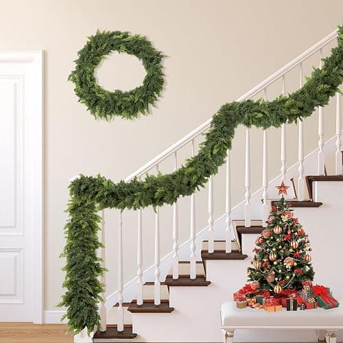 6 FT Real Touch Christmas Garland for Holiday Indoor Outdoor Decor,Cedar Garland,Cypress Garlands,Real Touch Pine Garlands,Thick and Lush for Home Dining Table Mantel Porch Christmas Decor. ﻿ thumbnail 8