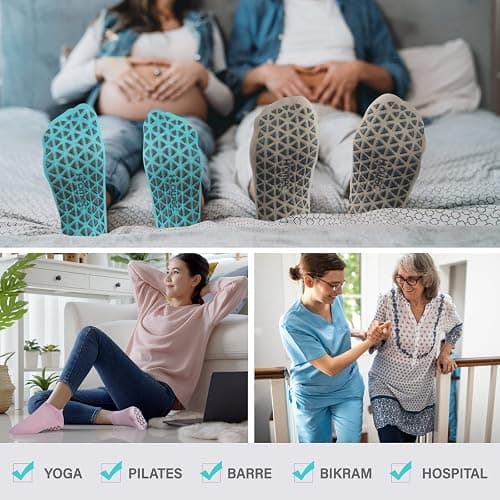 Non Slip Yoga Socks with Grips for Pilates, Ballet, Barre, Barefoot, Hospital Anti Skid Socks for Women and Men thumbnail 6