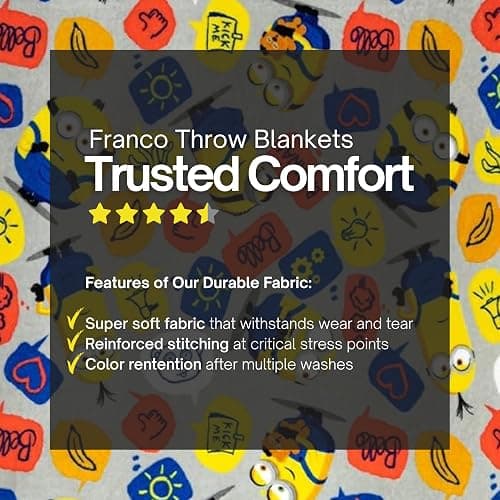 Franco Kids Bedding Super Soft Plush Throw Blanket, 46 in x 60 in, Minions The Rise Of Gru thumbnail 7