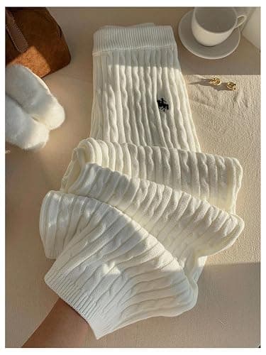 Verdusa Women's Old Money Clothes Embroidery Cable Knit Sweater Pants Streetwear Wide Leg Trousers thumbnail 5