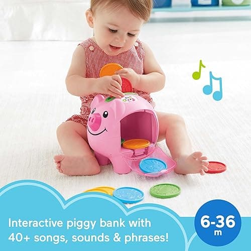 Fisher-Price Baby & Toddler Toy Laugh & Learn Smart Stages Piggy Bank with Educational Songs & Phrases for Infants Ages 6+ Months - Frustration Free Packaging thumbnail 2