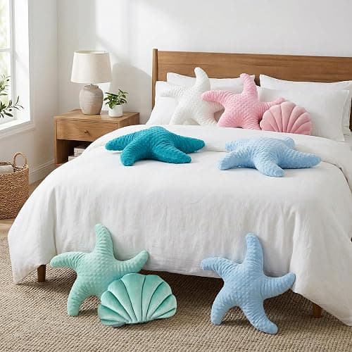 XIAIJIA Starfish Pillow,Coastal Beach Throw Pillows, Blue, 19.68 Inch | Decorative pillows, nautical pillows, starfish pillows, beach pillows, beach themed room decor for bed, bedroom, sofa, couch thumbnail 6