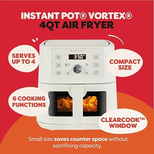 Instant Pot 4Qt VORTEX 6-in-1 Mini Air Fryer, Custom Program Options, Air Fry, Broil, Roast, Dehydrate, Bake, Reheat, Sea Salt, 4 Quarts thumbnail 3