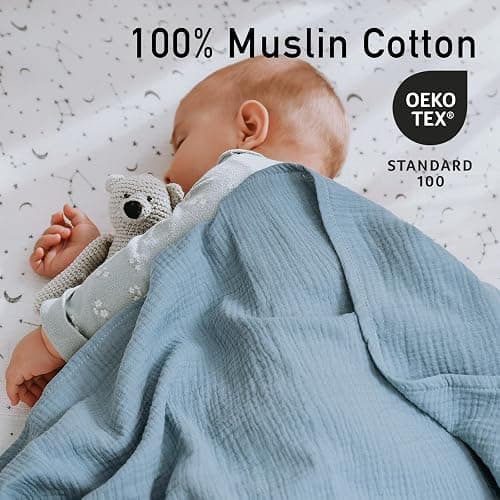 GLLQUEN BABY Muslin Swaddle Blankets,3-Pack Receiving Blanket for Newborn Boys and Girls,Baby Swaddle Blanket Unisex, Elephant,Baby Essentials, Registry & Gift, 40 x 38 inches thumbnail 8