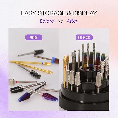 PANA Round Cake Tier Nail Drill Bit Holder Display Organizer Case - Dustproof Carbide Bit Storage Container Box For Manicure Tools Nail Salon - 48 Holes Silver (Drill Bits Not Included) thumbnail 6
