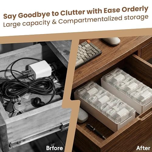 Alouxop 8 Individual Cable Organizer Boxes With Base, Cord Storage Organizer With Labels And Cable Straps For Charging Cables, Adapters, Earphones (8 pcs Individual Cable, 1 Pack) thumbnail 4