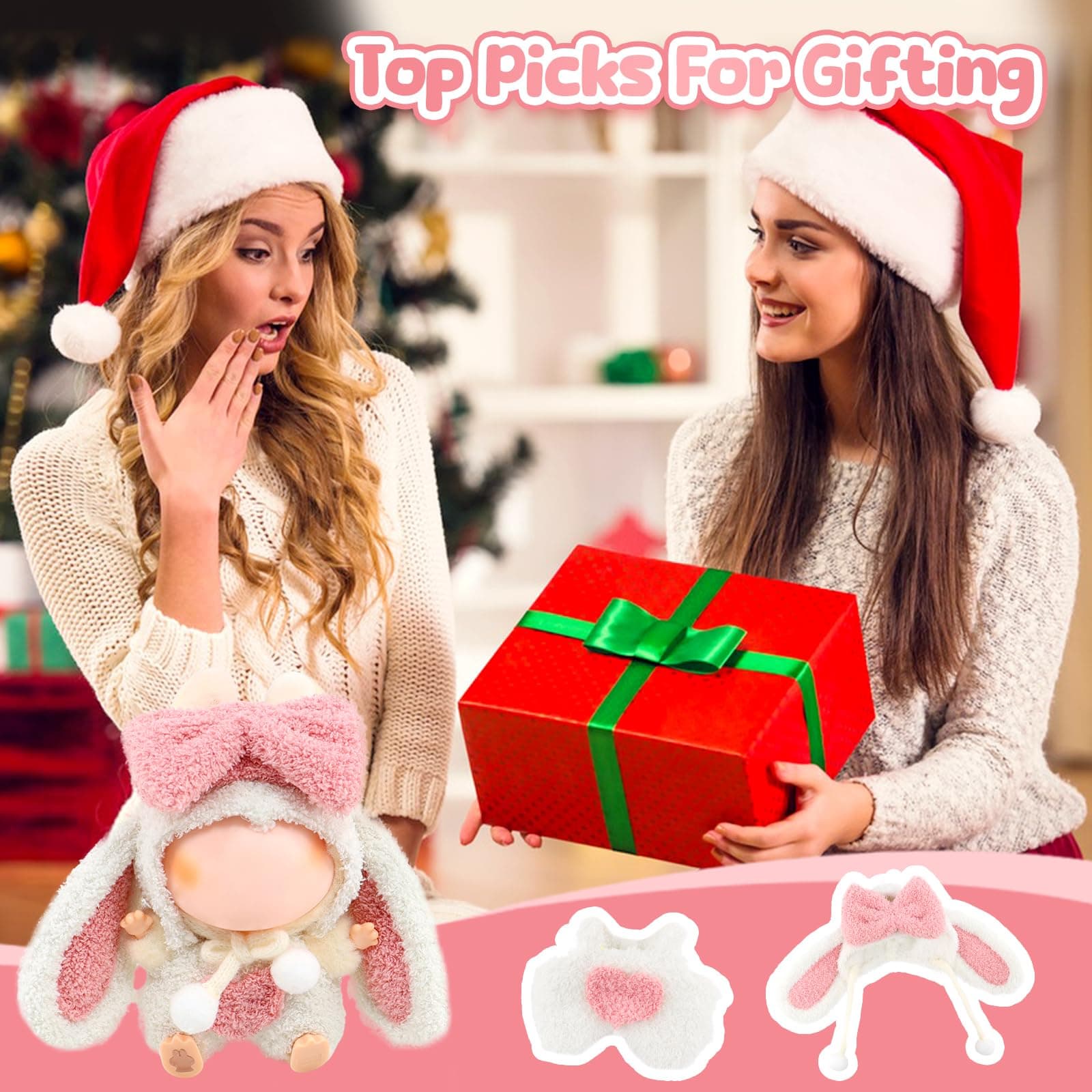 Clothing Accessories 2 Pieces for 17cm Mini Doll Clothes Figure Accessories Set for Cloth Doll, Stuffed Animal Clothes Outfit Christmas and Birthday (Bunny Ears Set) thumbnail 7
