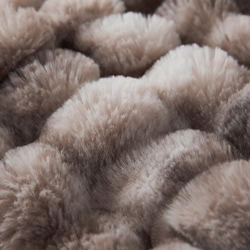 COOVA Faux Fur Throw Blanket for Couch, Cozy Soft and Fuzzy Plush Rabbit Fur Bubble Blanket for Sofa Bedroom Living Room, 50x60 Inches Tie Dye Brown thumbnail 5