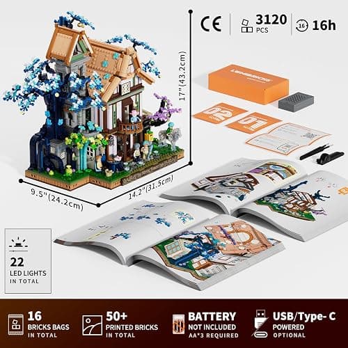 Lumibricks Sylvan-Inn Treehouse Lighting Building-Bricks-Set - 3120 Pcs Elf Hotel Cabin Collection Tree House LED Light Set for Adults and Retro House Collectors thumbnail 2