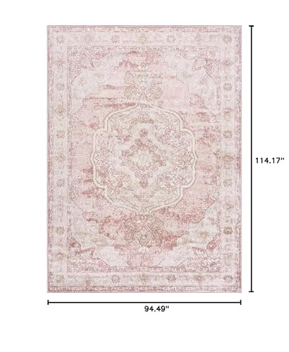 BoutiqueRugs Blush & Light Pink Collection Kandos Bohemian Oriental Medallion Large Area Rug - Traditional Floral Carpet for Living Room - Blush, Dusty Pink, Cream - 7'10" x 9'6" (8x10 Area Rug) thumbnail 3