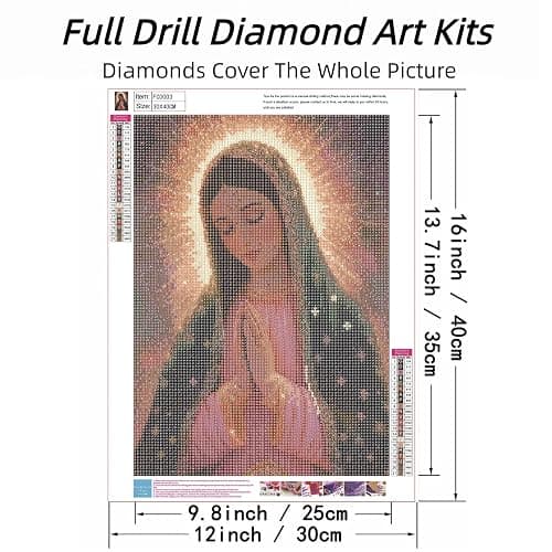 ckdiluy Virgin Mary Diamond Art Kits for Adults Beginners, 5D DIY Religion Diamond Painting Kits, Full Round Drill Diamonds Dots Gem Art Crystal, Home Wall Decor 12X16 Inch thumbnail 2