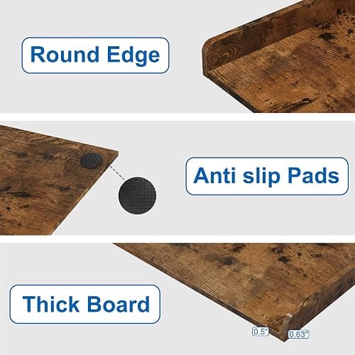 efluky Washer Dryer Countertop, Wood Countertop with Edge Rails for Laundry Room Organization and Storage, Washer Dryer Topper for Laundry Room, 27.5" x 54" Rustic Brown thumbnail 6