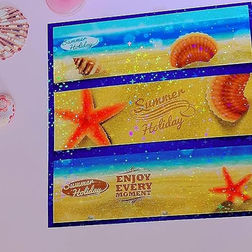 36 Sheets Stars Holographic Sticker Paper 8.5" x11'' Waterproof Rainbow Vinyl Sticker Sheets Self-Adhesive Transparent Holographic Overlay Laminating Sheets for DIY Crafts thumbnail 6