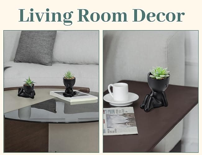 Der Rose 3pcs Fake Succulents Plants Artificial for Black Bathroom Bedroom Home Living Room Halloween Decor Aesthetic Indoor thumbnail 6