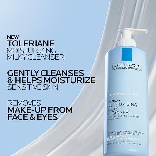 La Roche-Posay Toleriane Moisturizing Milky Cleanser, Gentle Face Cleanser with Glycerin for Dry, Sensitive & Allergy-Prone Skin, Face Wash for Hydration, Makeup Remover Cleanser, 13.5fl oz thumbnail 3