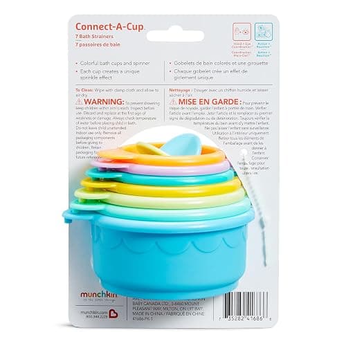 Munchkin Connect-A-Cup Bath Toy, Stacking and Straining Cups for Baby and Toddler thumbnail 8
