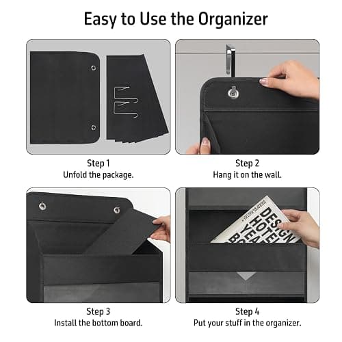 Giraffe Creation Over Door Organizer with 4 Large Capacity Pockets, Heavy Duty Hanging Organizer Storage for Closet Bathroom Nursery Bedroom Dorm, Toys Cosmetics Sundries and Baby Essentials, Black thumbnail 5