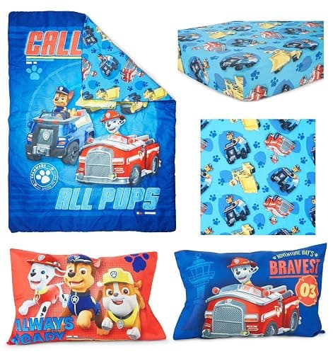 Paw Patrol Calling All Pups 4 Piece Toddler Bedding Set – Includes Comforter, Sheet Set – Fitted + Top Sheet + Reversible Pillowcase for Boys Bed, Blue thumbnail 3